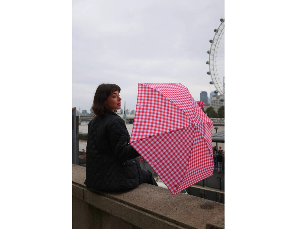 Женский мини зонт Fulton L501-042298 Tiny-2 Red Gingham (Красная клетка) - Фото № 5