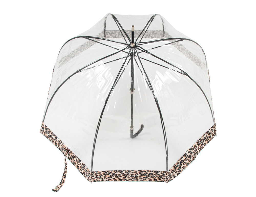 Зонт-трость женский прозрачный Fulton L866  Birdcage-2 Luxe Natural Leopard (Леопард) - Фото № 5
