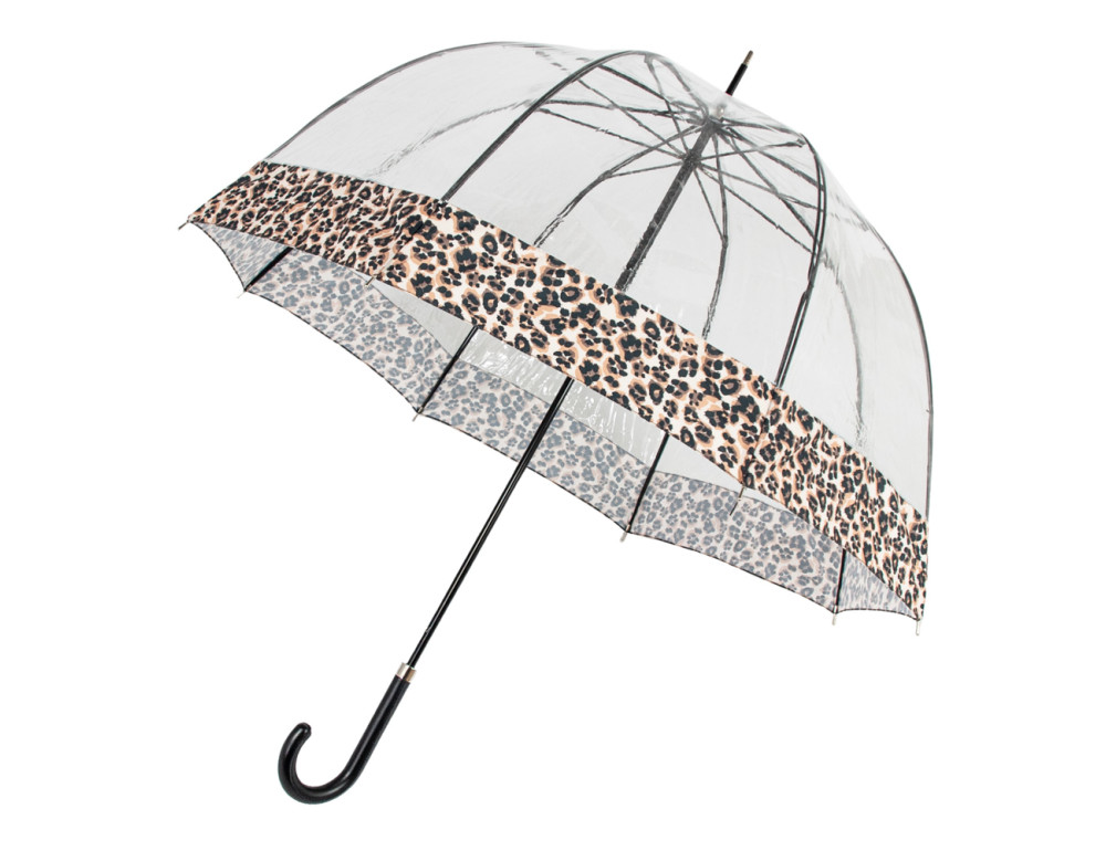 Зонт-трость женский прозрачный Fulton L866  Birdcage-2 Luxe Natural Leopard (Леопард) - Фото № 6