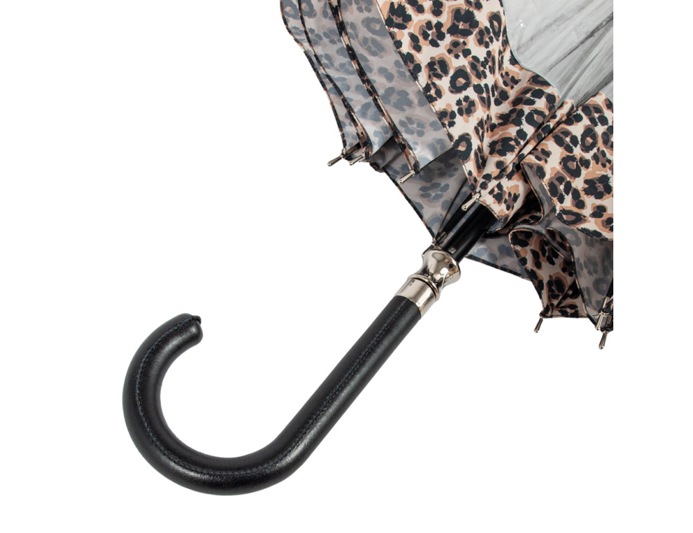 Зонт-трость женский прозрачный Fulton L866  Birdcage-2 Luxe Natural Leopard (Леопард) - Фото № 8