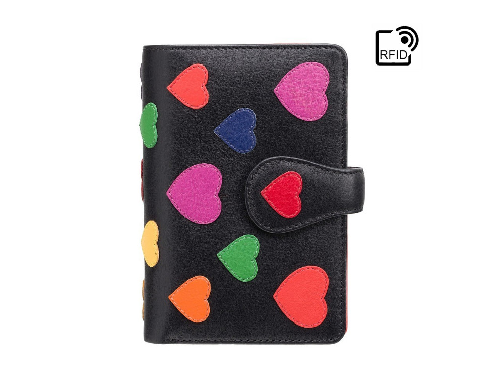 Чорний гаманець жіночий Visconti LV4 BK MULTI Crush c RFID (Black-Multi Love) - Фотографія № 1