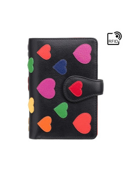 Чёрный кошелек женский Visconti LV4 BK MULTI Crush c RFID (Black-Multi Love)