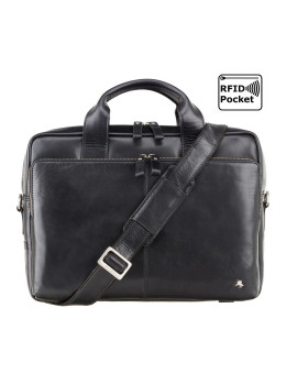 Шкіряна сумка для ноутбука 13 "Visconti ML30 BLK Hugo (з захистом RFID) Чорна