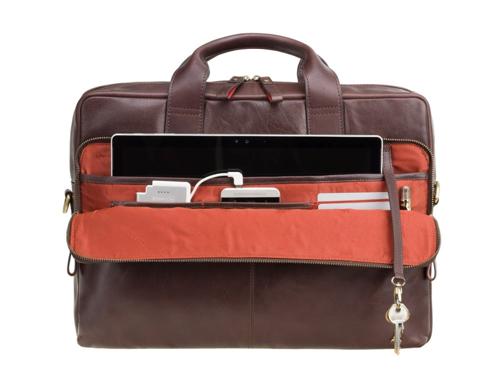 Чоловіча шкіряна сумка під macbook Visconti ML31 BRN коричнева (brown) - Фотографія № 6