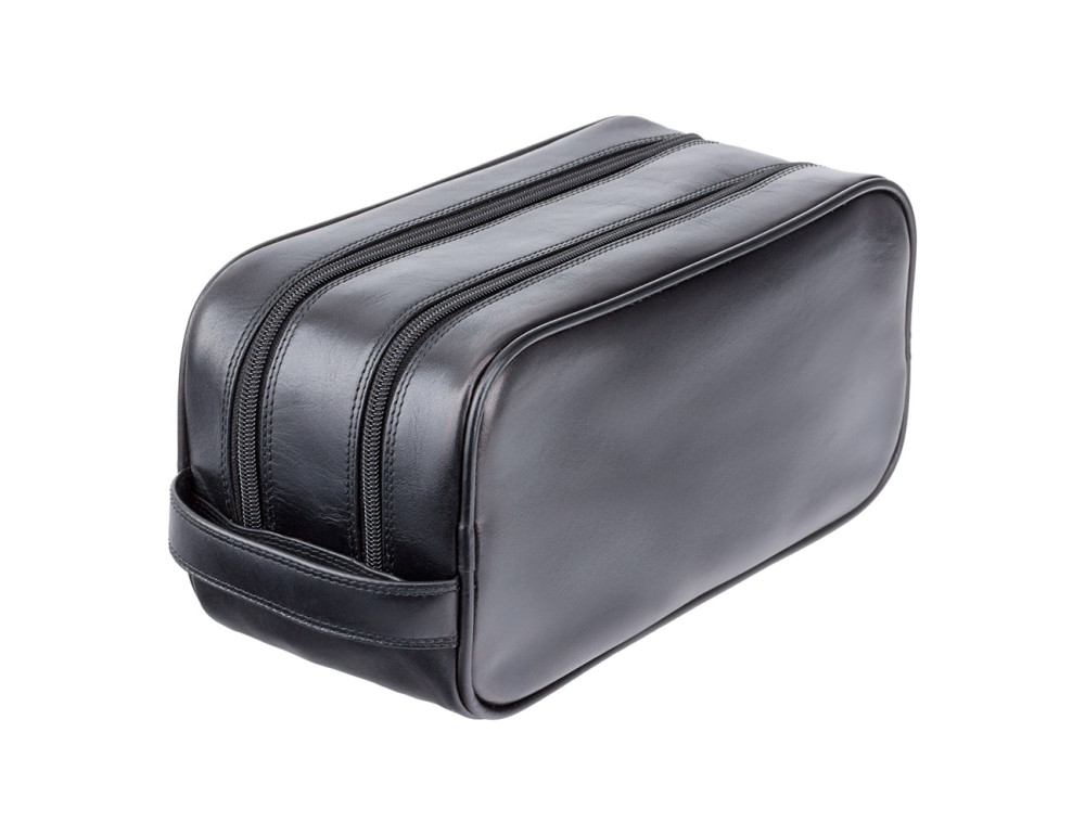 Шкіряна косметичка на два відділення Visconti MZ100 Naples (Italian Black) чорна - Фотографія № 2