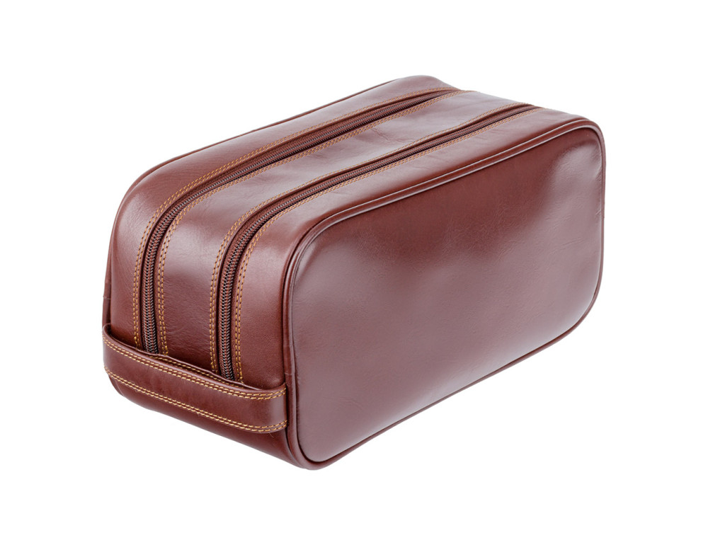 Шкіряна косметичка на два відділення Visconti MZ100 Naples (Italian Brown) Коричнева - Фотографія № 2