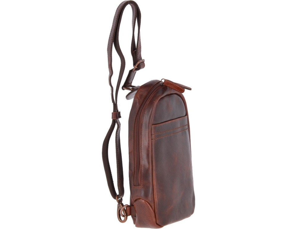 Коричнева шкіряна сумка-слінг Ashwood Leather PERRY VT TAN - Фотографія № 4