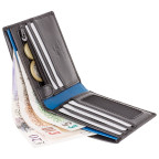 Чорний чоловічий портмоне без засувки Visconti PM101 BLK/BLUE Pablo c RFID (Black Blue) - Фотографія № 103