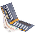 Синій чоловічий шкіряний портмоне Visconti PM101 BLUE/MUST Pablo c RFID (Blue Mustard) - Фотографія № 103