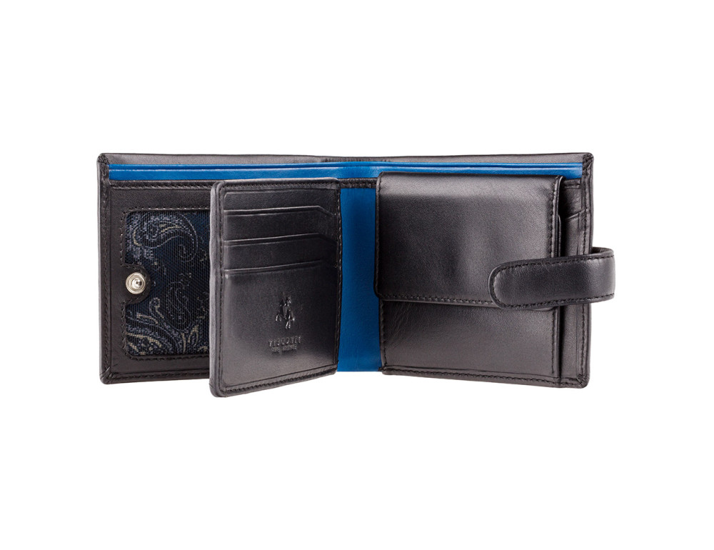 Чорний гаманець чоловічий Visconti PM102 BLK/BLUE Leonardo c RFID - Фотографія № 2