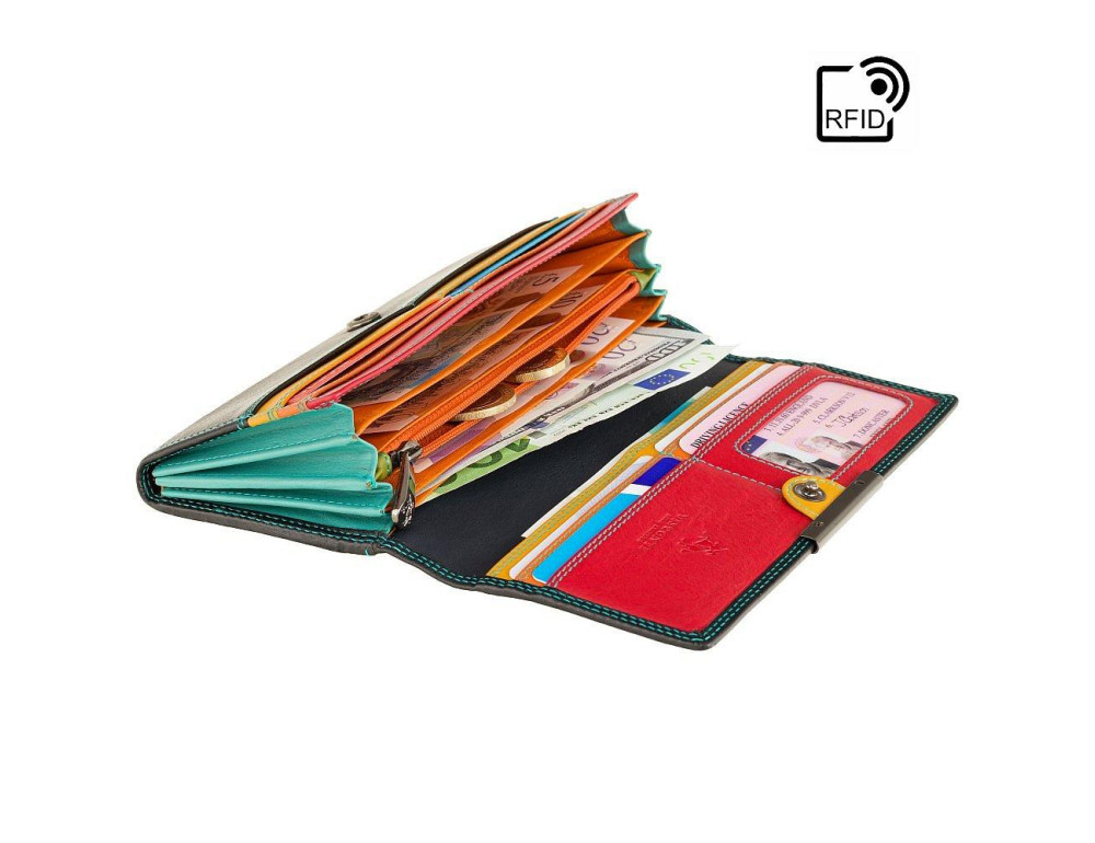 Кожаный кошелек женский Visconti R11 BLK/RHUMBA Paloma c RFID - Фото № 5