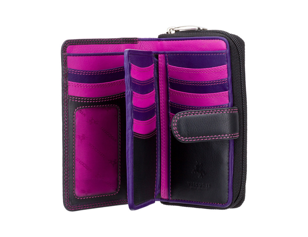 Стильний жіночий гаманець Visconti R13 BLK/BERRY  Carmelo c RFID (Black Berry) - Фотографія № 2