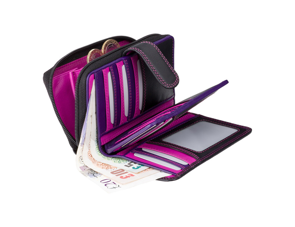 Стильний жіночий гаманець Visconti R13 BLK/BERRY  Carmelo c RFID (Black Berry) - Фотографія № 4