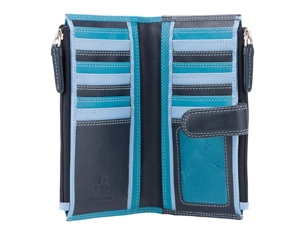 Блакитний шкіряний гаманець Visconti RB100 BLUE M Bermuda c RFID - Фотографія № 2