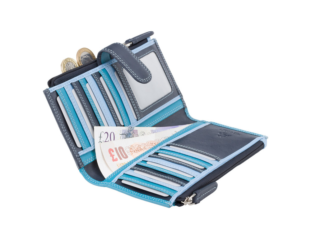 Блакитний шкіряний гаманець Visconti RB100 BLUE M Bermuda c RFID - Фотографія № 4