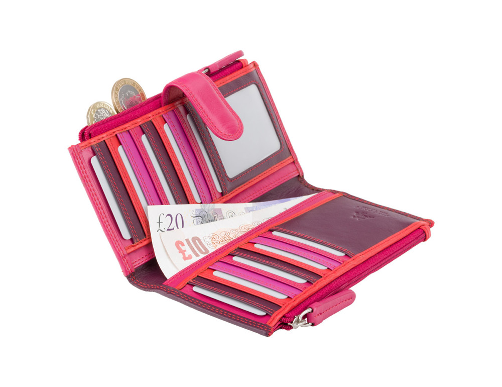 Фіолетовий шкіряний гаманець жіночий Visconti RB100 PLUM M Bermuda c RFID - Фотографія № 4