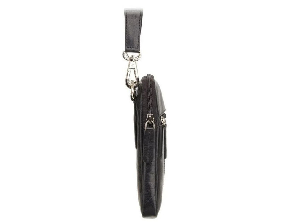 Чорна маленька чоловіча сумка з гладкої шкіри Visconti S10 BLK Remi (Black) - Фотографія № 6