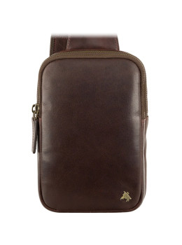 Коричневая кожаная сумка-слинг маленького размера Visconti S42 BRN
