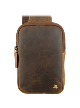 Коричневая кожаная сумка-слинг маленького размера Visconti S42 Oil Tan