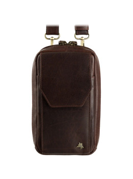 Коричневая кожаная сумка-чехол панч Alex Visconti S45 BRN