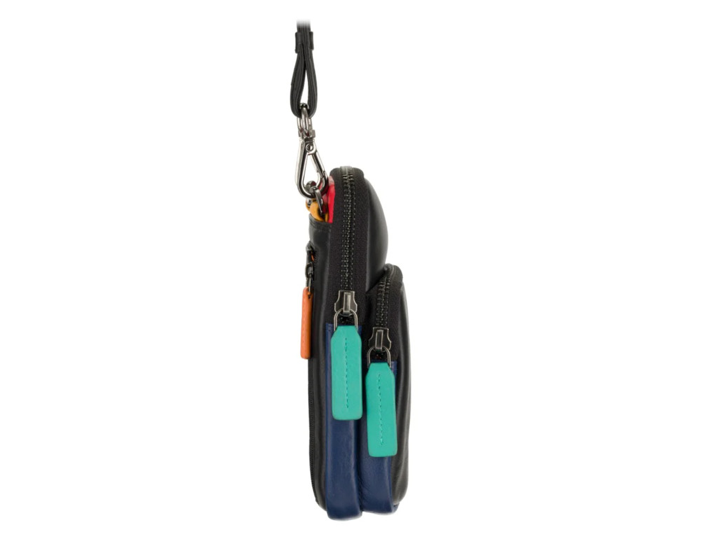 Маленька шкіряна сумка для телефону Visconti S5 BLK/RHUMBA (black multicolor) - Фотографія № 4