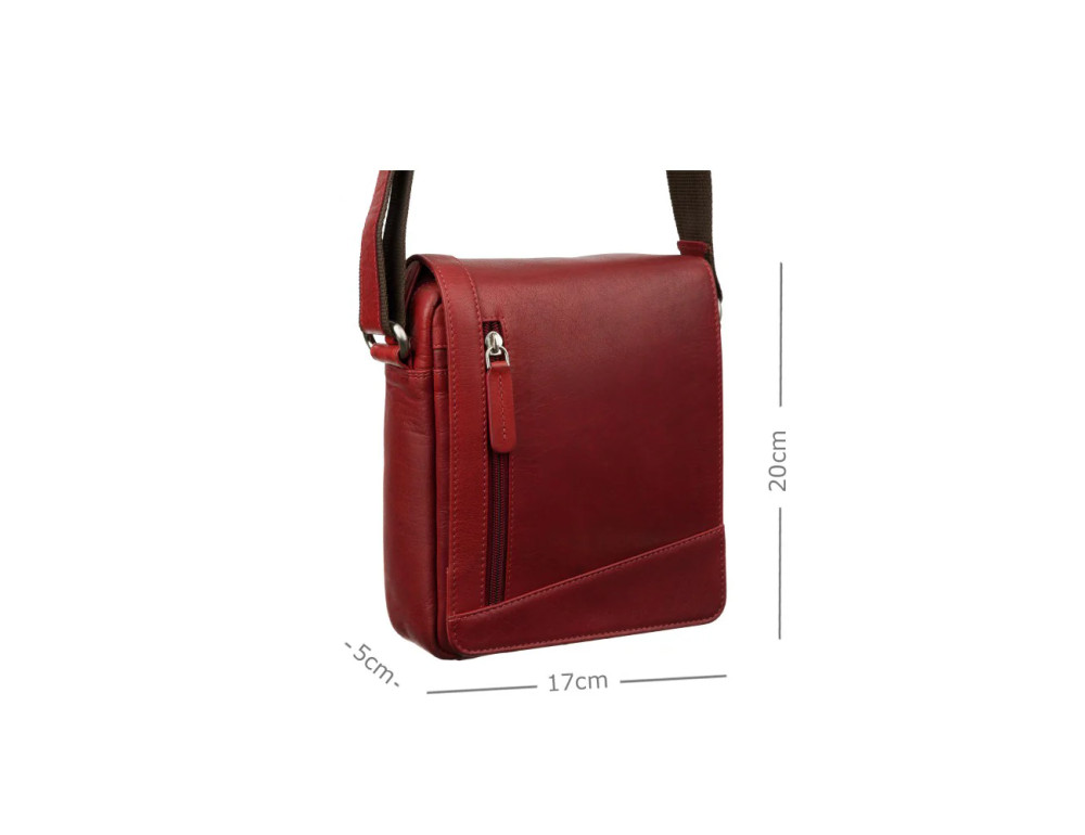 Чоловіча шкіряна сумка червоного кольору Visconti S7 Red Bag A5 - Фотографія № 2