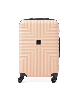 Чемодан пластиковый среднего размера L бежевый Ricco Grande T1Bowtie21pudra-L