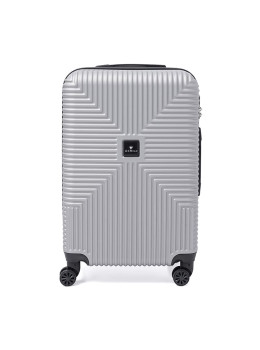 Чемодан пластиковый среднего размера L серебристого цвета Ricco Grande T1Bowtie21silver-L