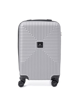 Чемодан пластиковый маленького размера М серебристого цвета Ricco Grande T1Bowtie21silver-M