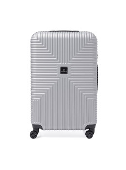 Чемодан пластиковый большого размера XL серебристого цвета Ricco Grande T1Bowtie21silver-XL