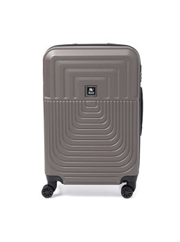 Чемодан пластиковый среднего размера L коричневый Ricco Grande T1Marble20brown-L