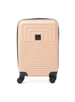 Чемодан пластиковый маленького размера М бежевый Ricco Grande T1Marble20pudra-M
