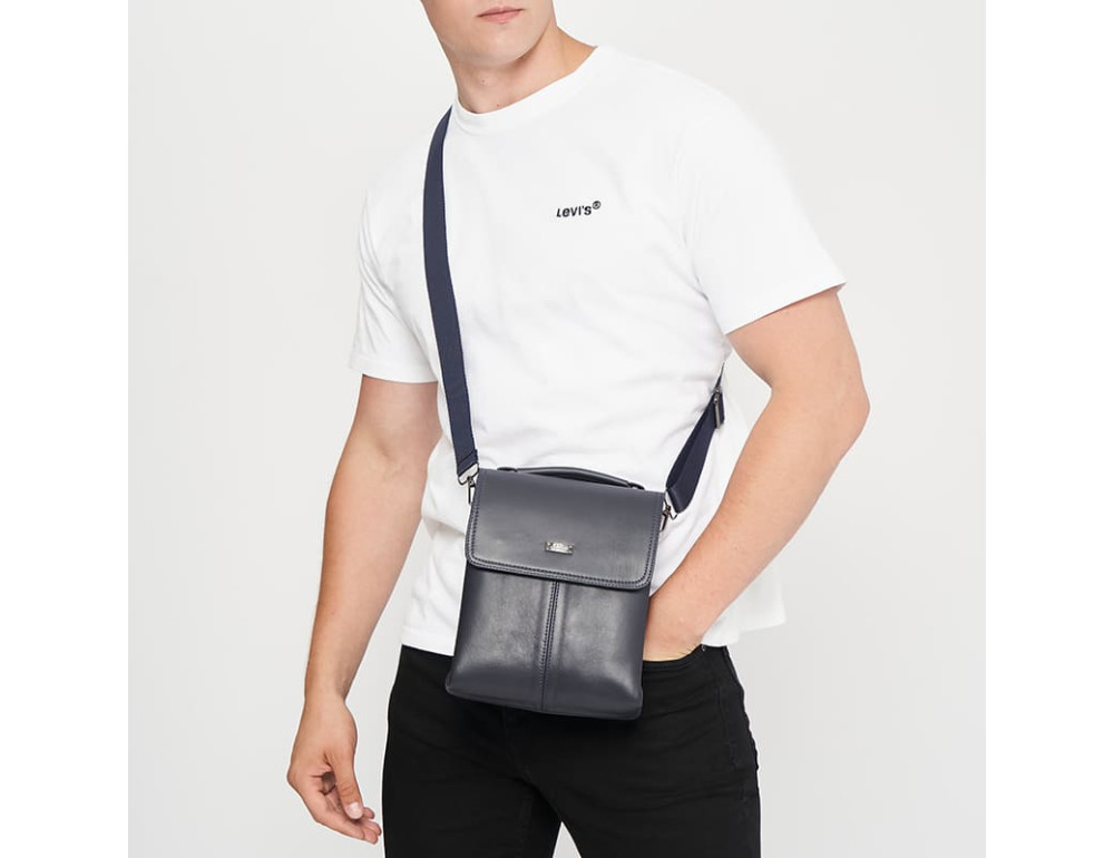 Мужская кожаная сумка с ручкой Ricco Grande T1tr0029n-navy - Фото № 6