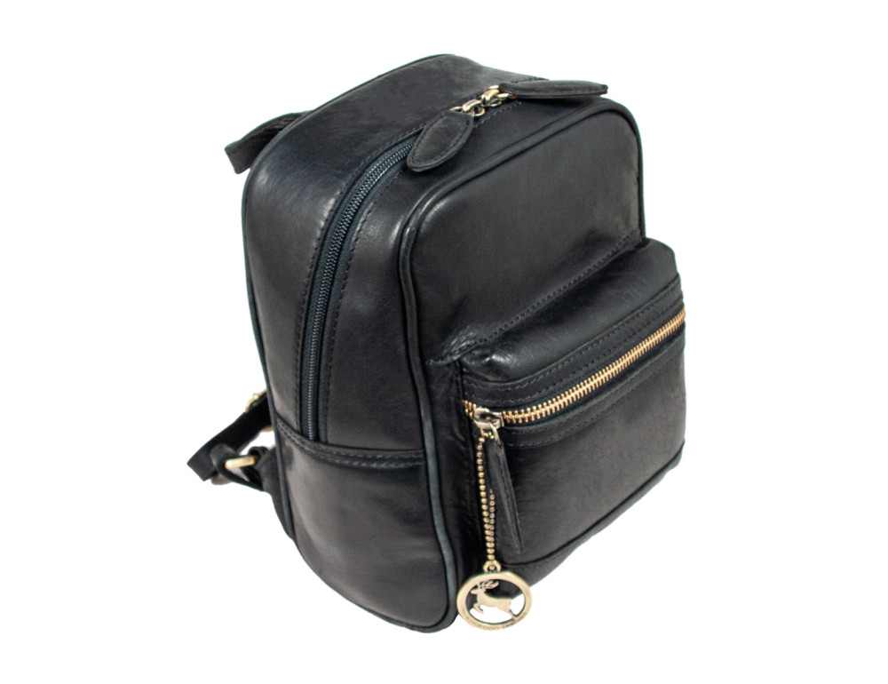 Женский кожаный мини-рюкзак Ashwood T87 Black - Фото № 2