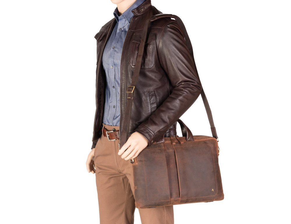 Коричнева вінтажна сумка під MacBook Visconti TC76 TAN Octo 13 - Фотографія № 9