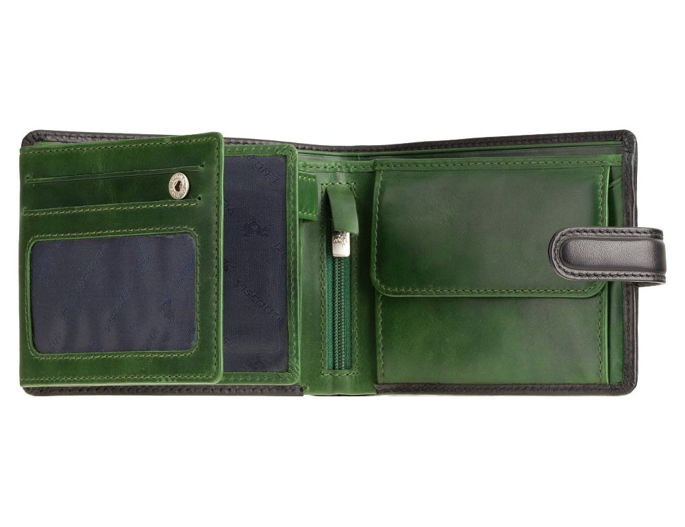 Кошелек мужской чёрный с зелёным Visconti TR35 BLK/GRN Atlantis c RFID (Black Green) - Фото № 2
