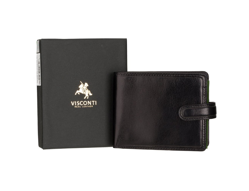 Кошелек мужской чёрный с зелёным Visconti TR35 BLK/GRN Atlantis c RFID (Black Green) - Фото № 6