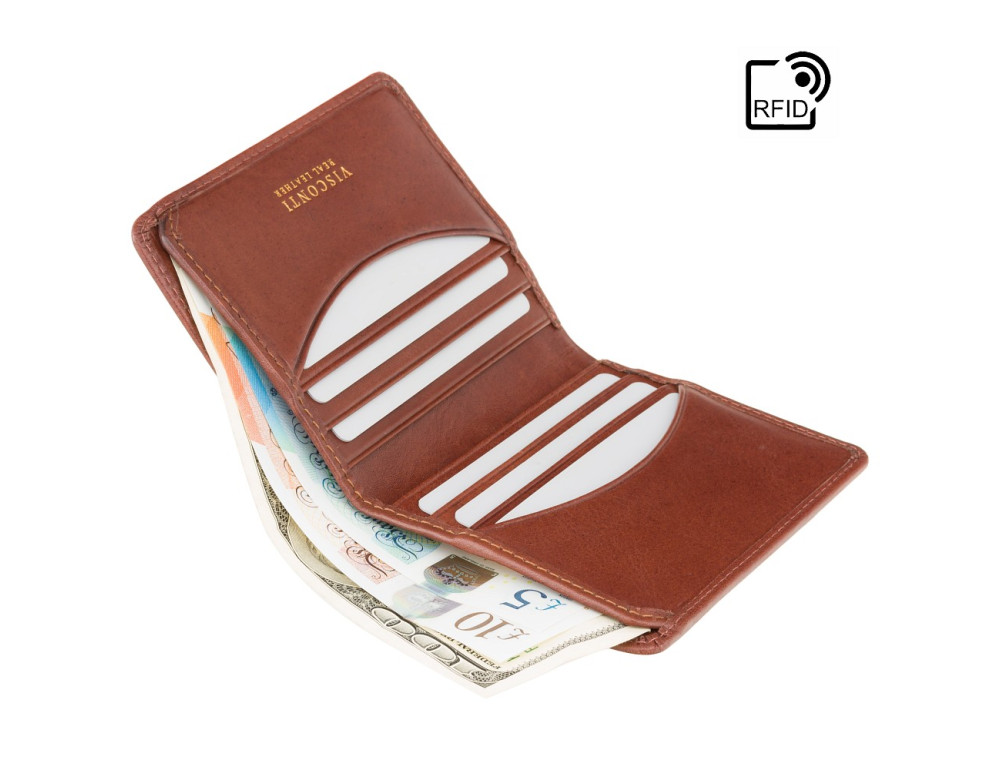Коричневий чоловічий гаманець без засувки Visconti TSC39 TAN Xavi c RFID (Tan) - Фотографія № 4