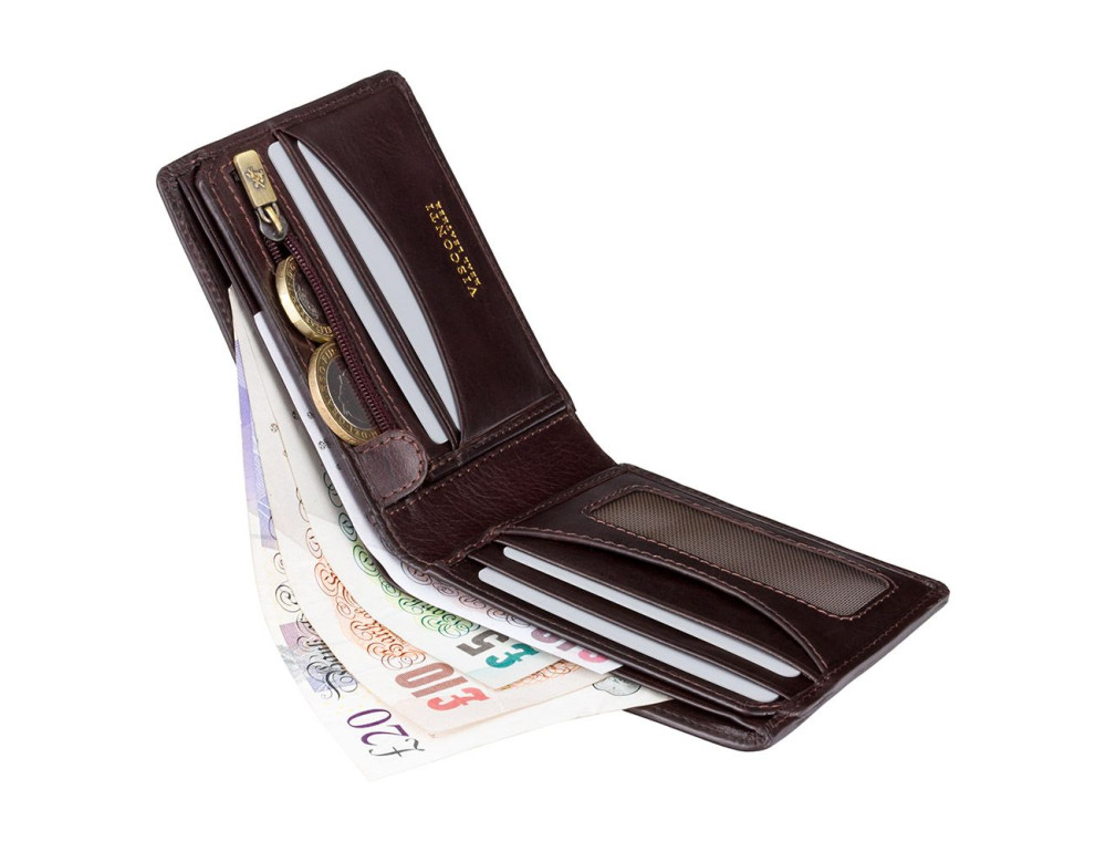 Темно-коричневий гаманець чоловічий Visconti TSC46 BRN Francesca c RFID (Brown) - Фотографія № 4