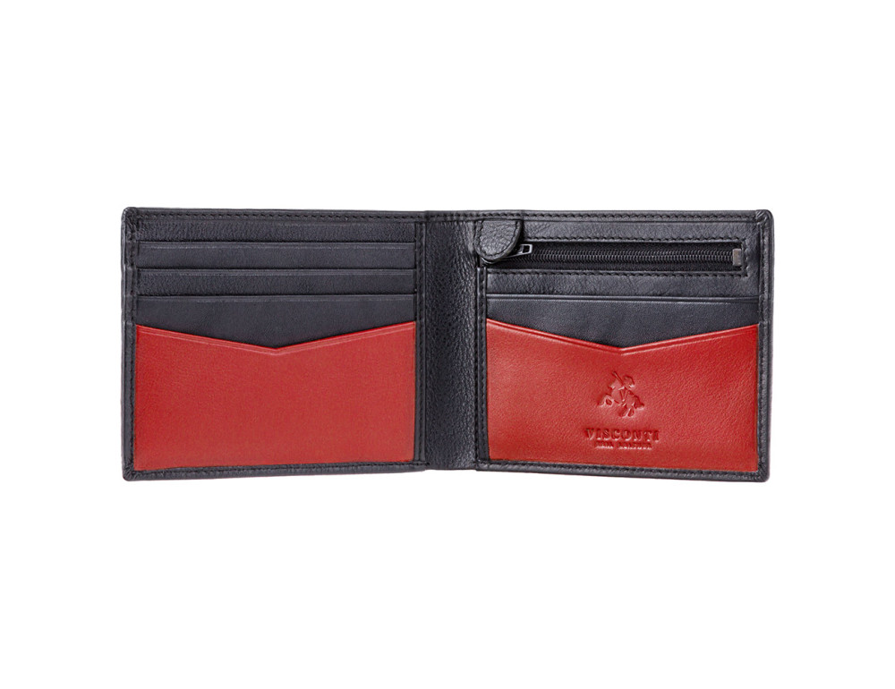 Чоловічий шкіряний гаманець Visconti VSL20 BLK/RED з RFID чорний з червоним - Фотографія № 2