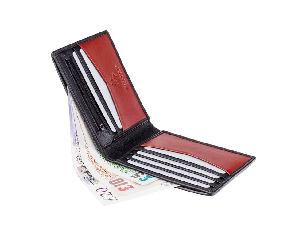 Чоловічий шкіряний гаманець Visconti VSL20 BLK/RED з RFID чорний з червоним - Фотографія № 4