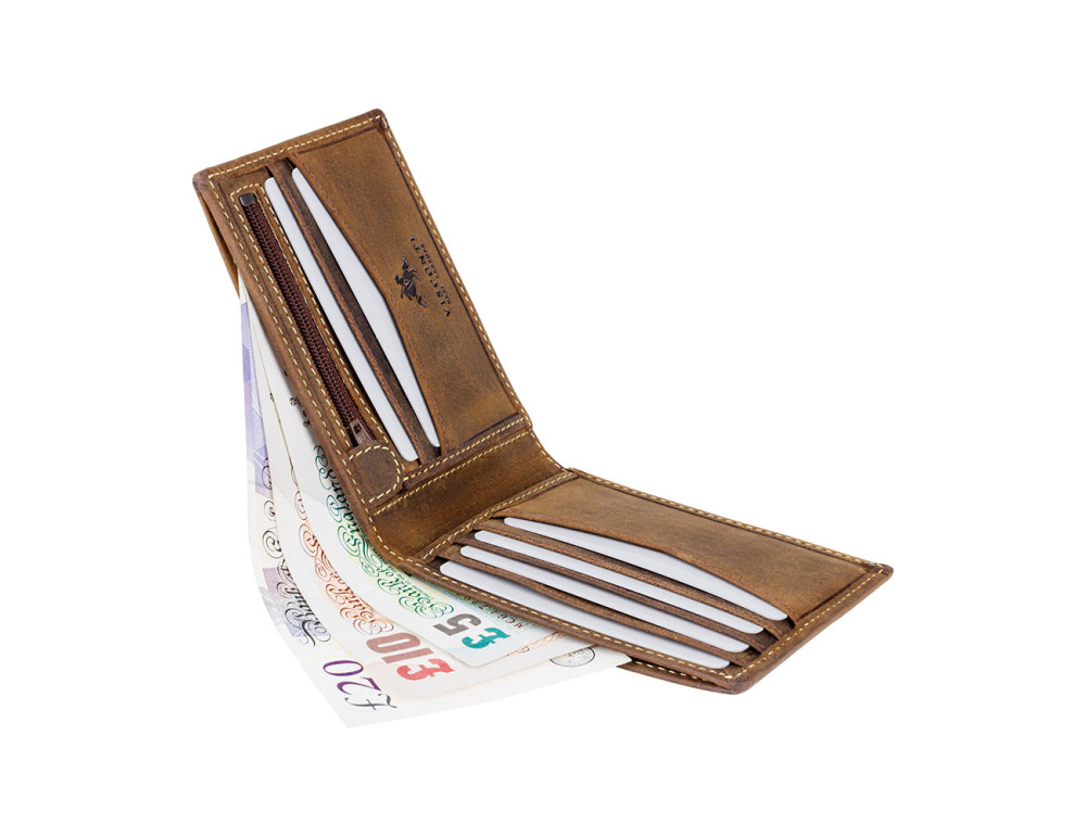 Винтажный кошелек Visconti VSL20 OIL TAN Slim RFID (oil-tan) коричневый  - Фото № 4