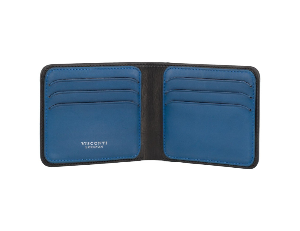 Стильний чоловічий шкіряний портмоне Visconti VSL35 BK/CB Trim c RFID (Black-Cobalt) - Фотографія № 2