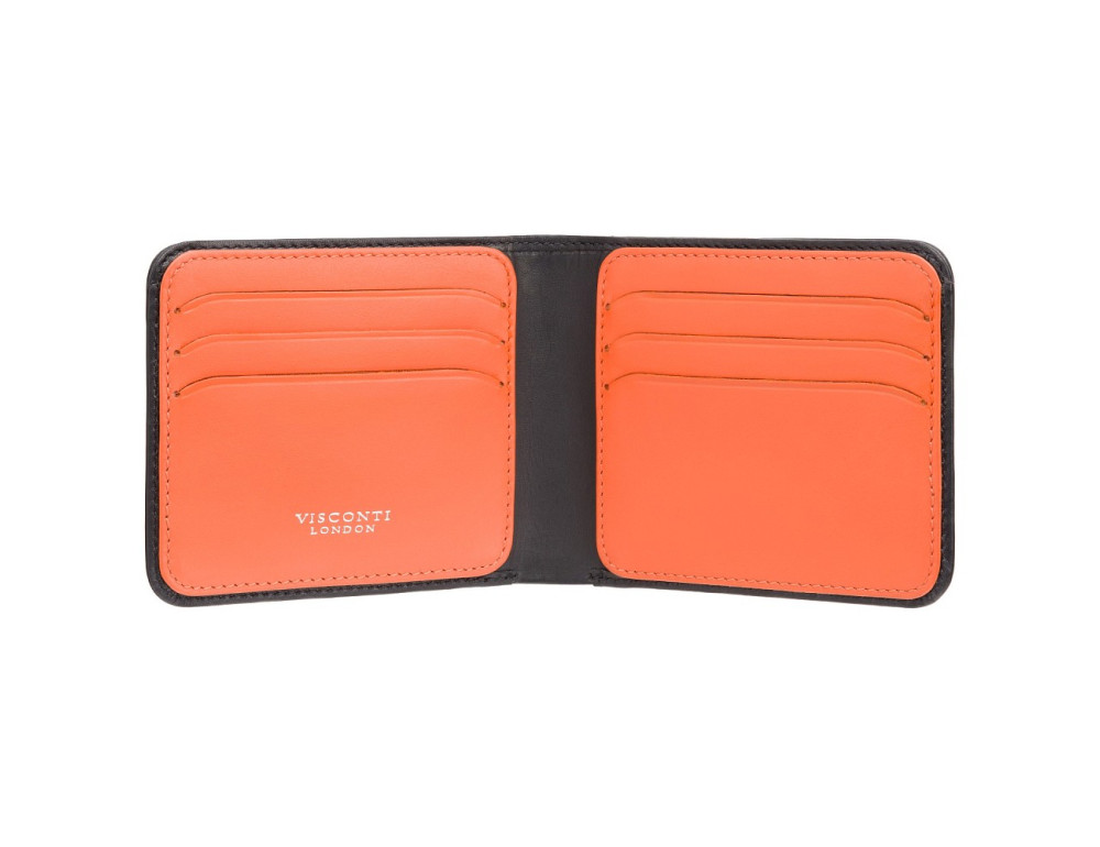 Чорний шкіряний портмоне для чоловіків Visconti VS L35 BK/ORTrim c RFID (Black-Orange) - Фотографія № 2