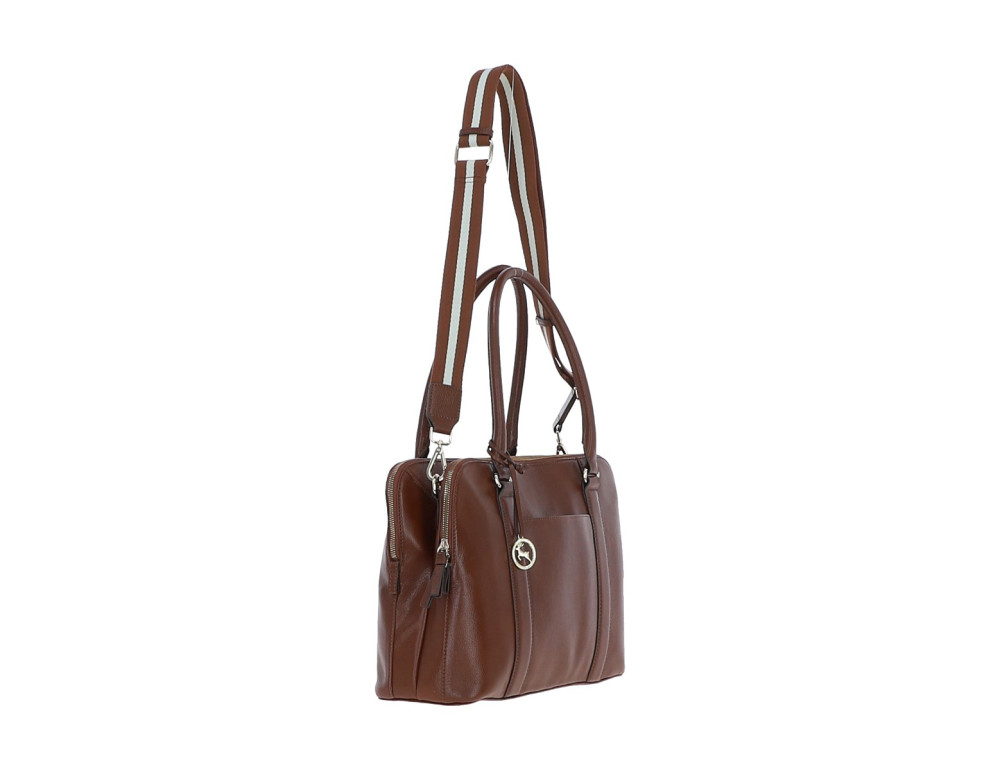 Руда жіноча сумка для ноутбука з телячої шкіри Ashwood X39 (Tan) - Фотографія № 3