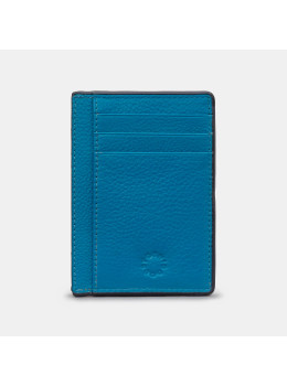 Маленький кожаный картхолдер голубого цвета Yoshi Y1212 Petrol Blue