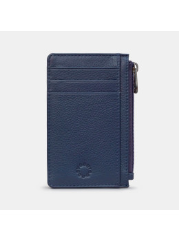 Тёмно-синий кожаный картхолдер на молнии Yoshi Y1219 Morton Navy