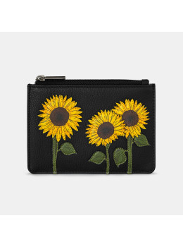 Женский кожаный кошелек Yoshi Y1321 Sunflowers (Black)