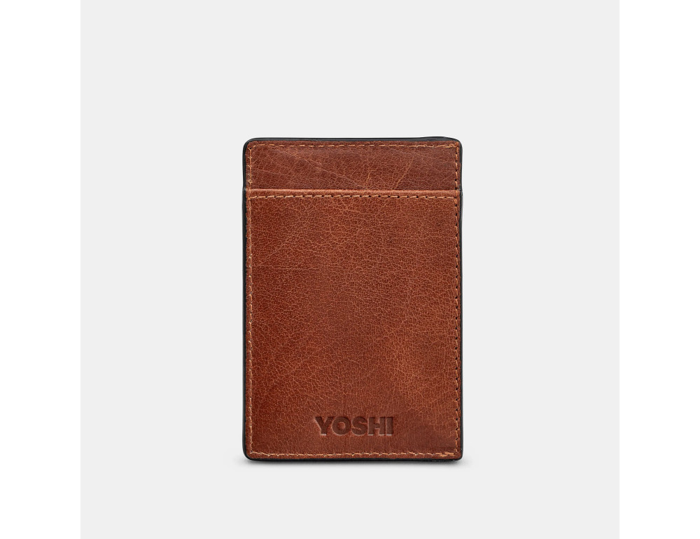 Коричневий картхолдер із телячої шкіри Yoshi Y1743 Compact Brown - Фотографія № 1