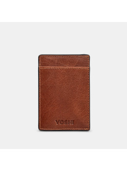 Коричневый картхолдер из телячьей кожи Yoshi Y1743 Compact Brown
